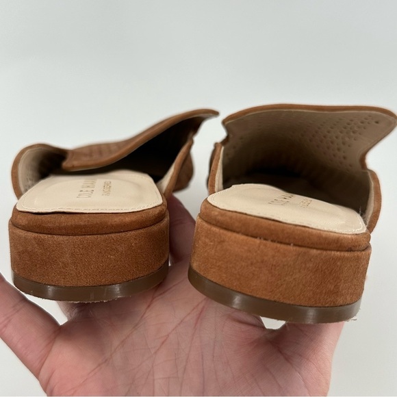 Cole haan womens flats size 8.5 tan suede laser cut dot pointy toe slip on mules - Picture 8 of 12